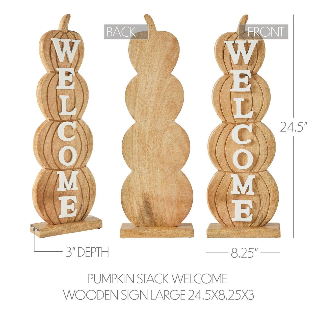 Pumpkin Stack Welcome Wooden Sign Large 24.5x8.25x3 – The Fox Decor