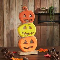 Jack O' Lantern Stack Wood Decor 16.75x7x2.25 - The Fox Decor