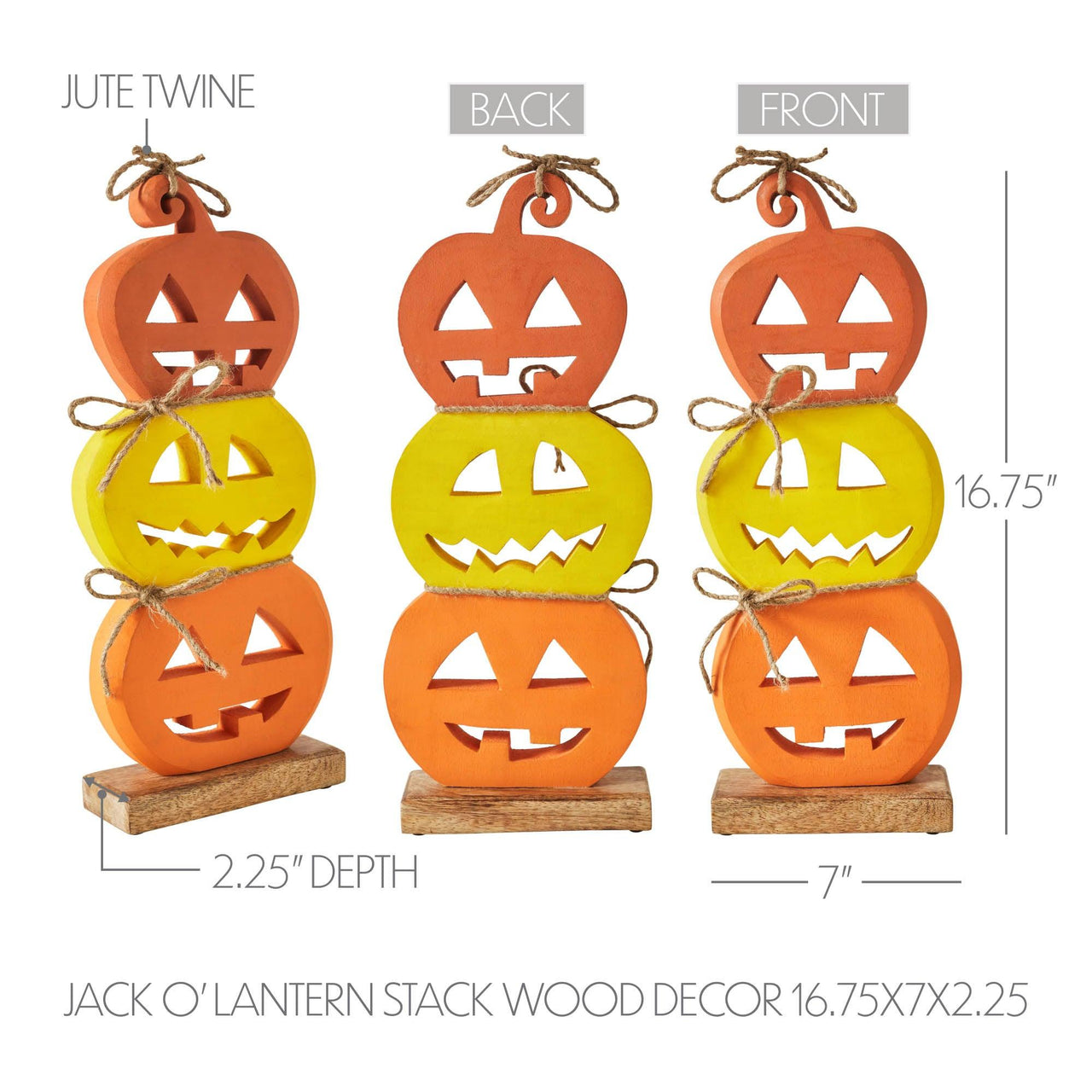 Jack O' Lantern Stack Wood Decor 16.75x7x2.25 - The Fox Decor