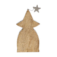 Witch w/ Broom Wooden Figurine 10x5.5x1.5 - The Fox Decor