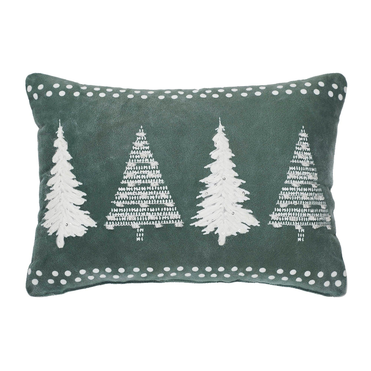 4 Christmas Trees Green Velvet Pillow 14x10 VHC Brands - The Fox Decor