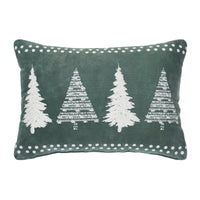 4 Christmas Trees Green Velvet Pillow 14x10 VHC Brands - The Fox Decor