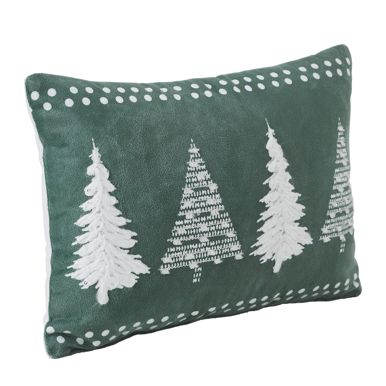 4 Christmas Trees Green Velvet Pillow 14x10 VHC Brands - The Fox Decor