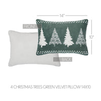 4 Christmas Trees Green Velvet Pillow 14x10 VHC Brands - The Fox Decor