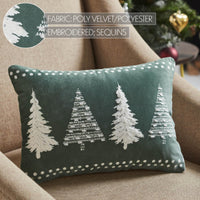 4 Christmas Trees Green Velvet Pillow 14x10 VHC Brands - The Fox Decor