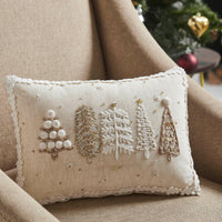 5 Christmas Trees White Pillow 14x10 VHC Brands - The Fox Decor