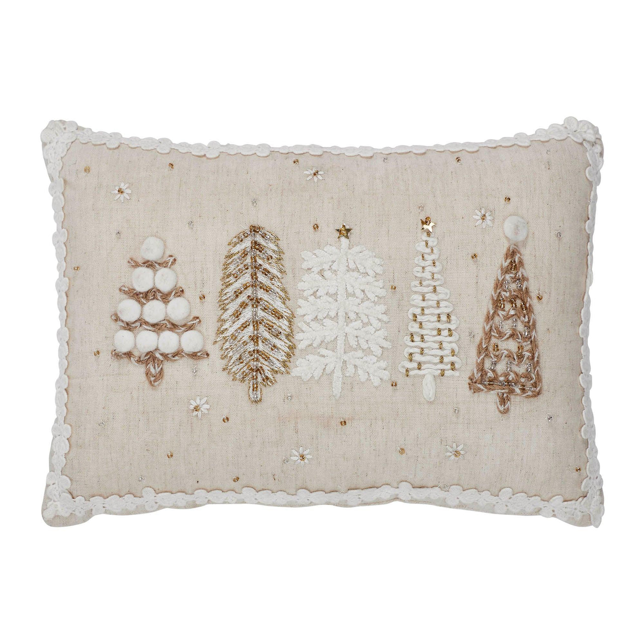 5 Christmas Trees White Pillow 14x10 VHC Brands - The Fox Decor