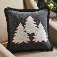 3 Christmas Trees Black Woven Pillow 12x12 VHC Brands - The Fox Decor