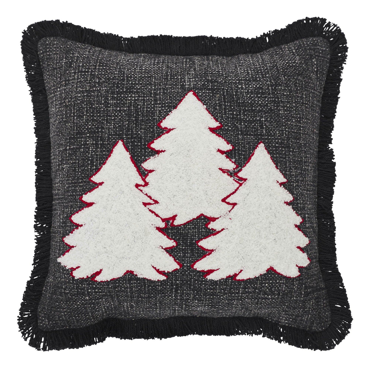 3 Christmas Trees Black Woven Pillow 12x12 VHC Brands - The Fox Decor