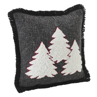 3 Christmas Trees Black Woven Pillow 12x12 VHC Brands - The Fox Decor