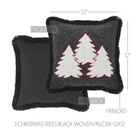 3 Christmas Trees Black Woven Pillow 12x12 VHC Brands - The Fox Decor