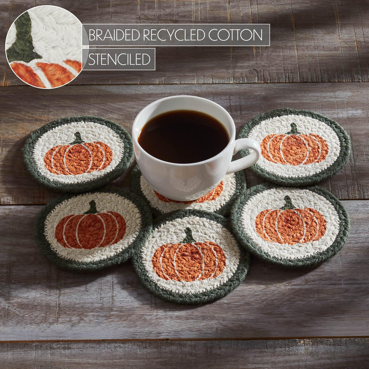 Pumpkin Bounty Stencil Coaster Set of 6 - The Fox Decor