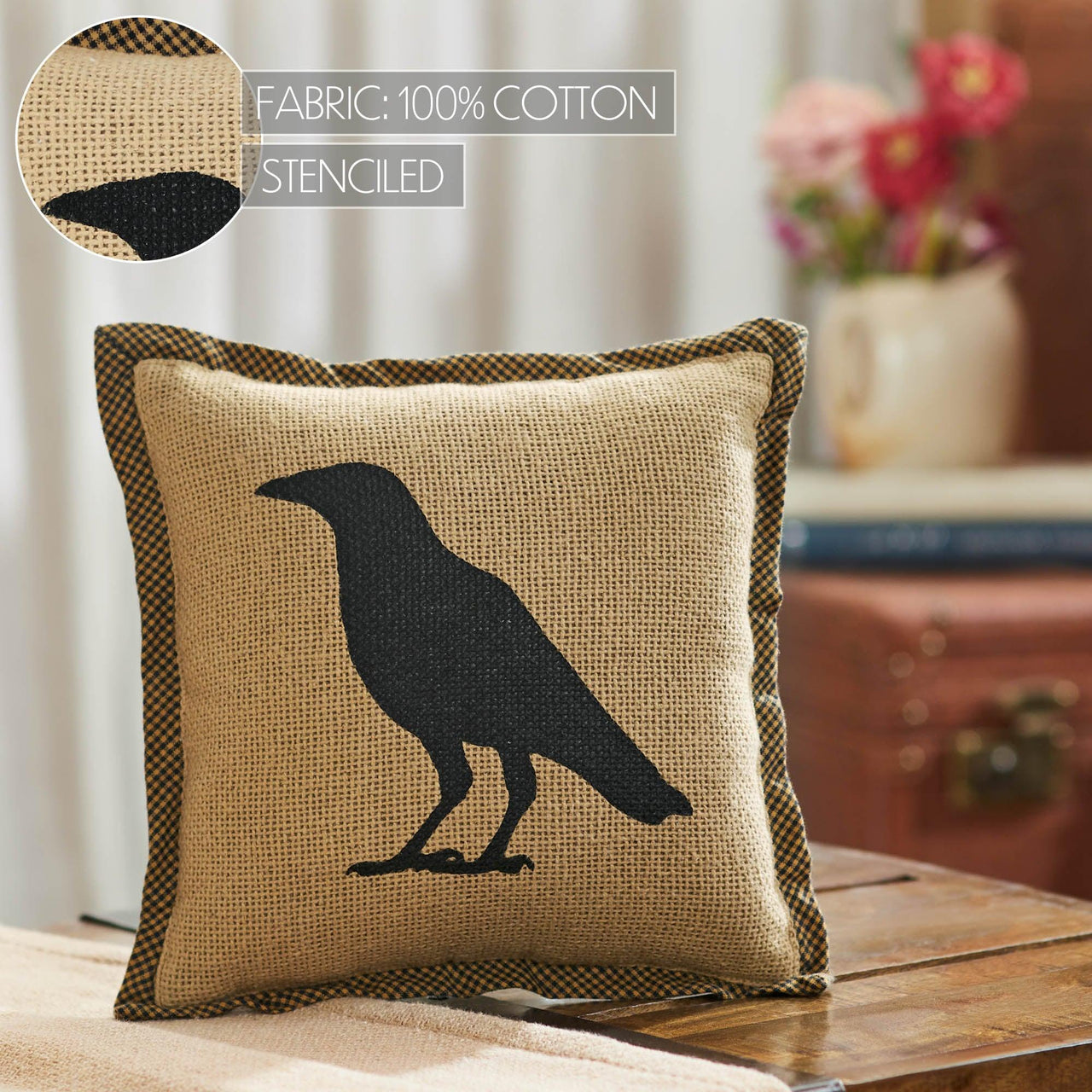 Raven Harvest Raven Pillow 9x9 - The Fox Decor
