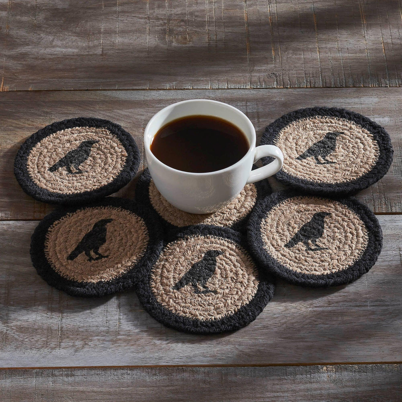 Raven Harvest Stencil Coaster Set of 6 - The Fox Decor