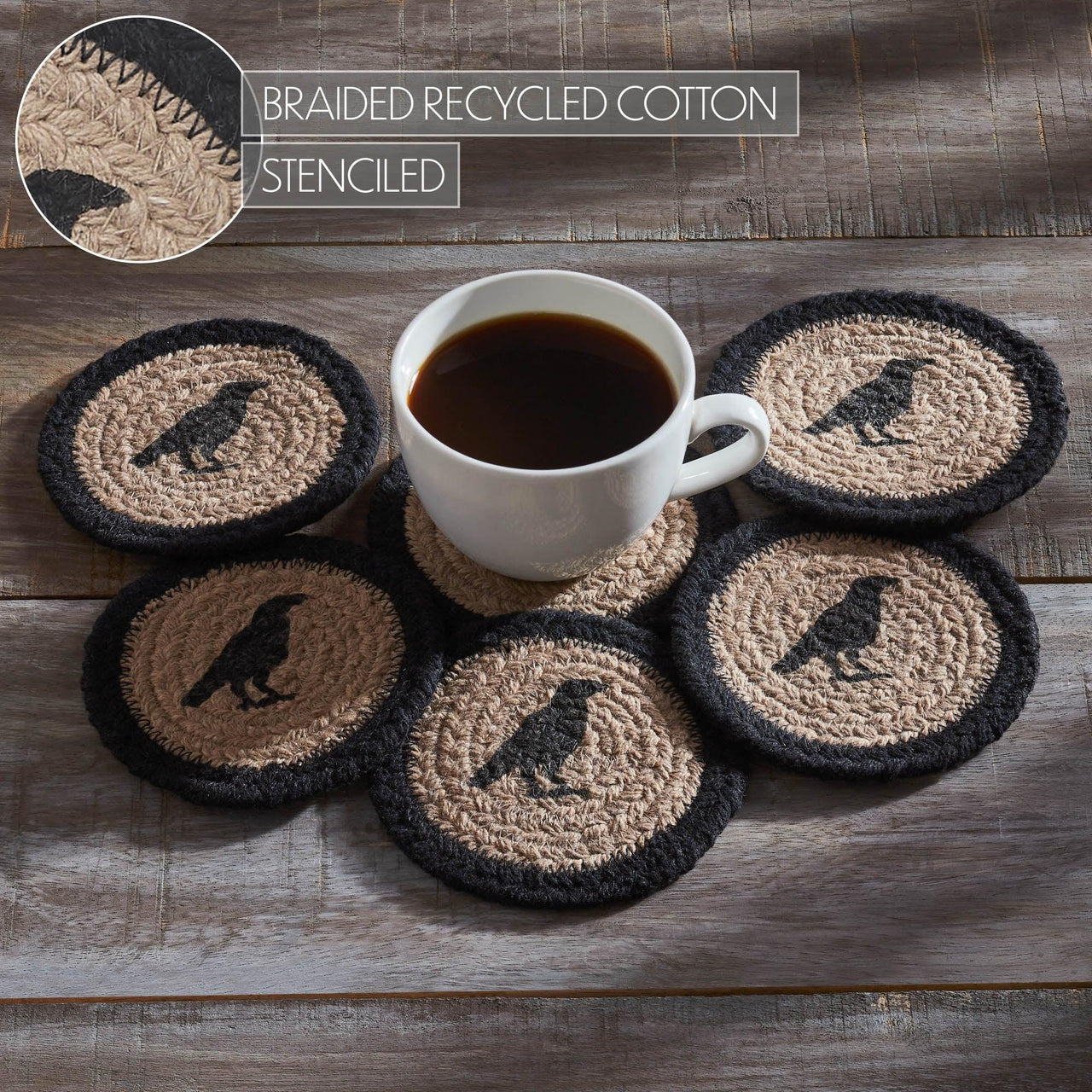Raven Harvest Stencil Coaster Set of 6 - The Fox Decor