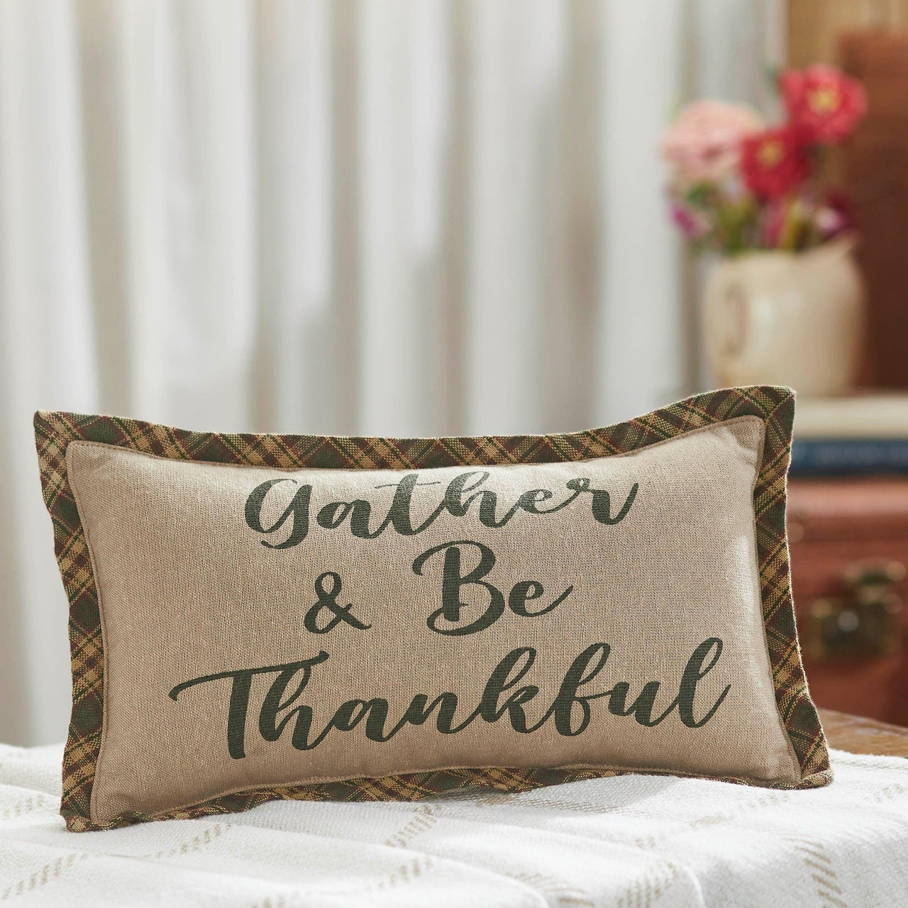 Harvest Blessings Gather & Be Thankful Pillow 7x13 - The Fox Decor