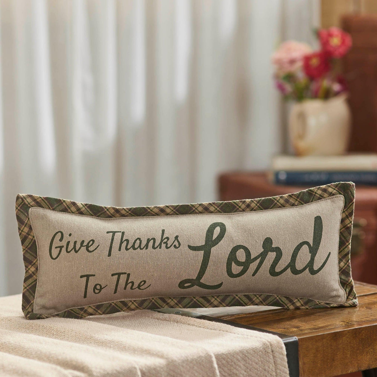 Harvest Blessings Give Thanks to the Lord Pillow 5x15 - The Fox Decor