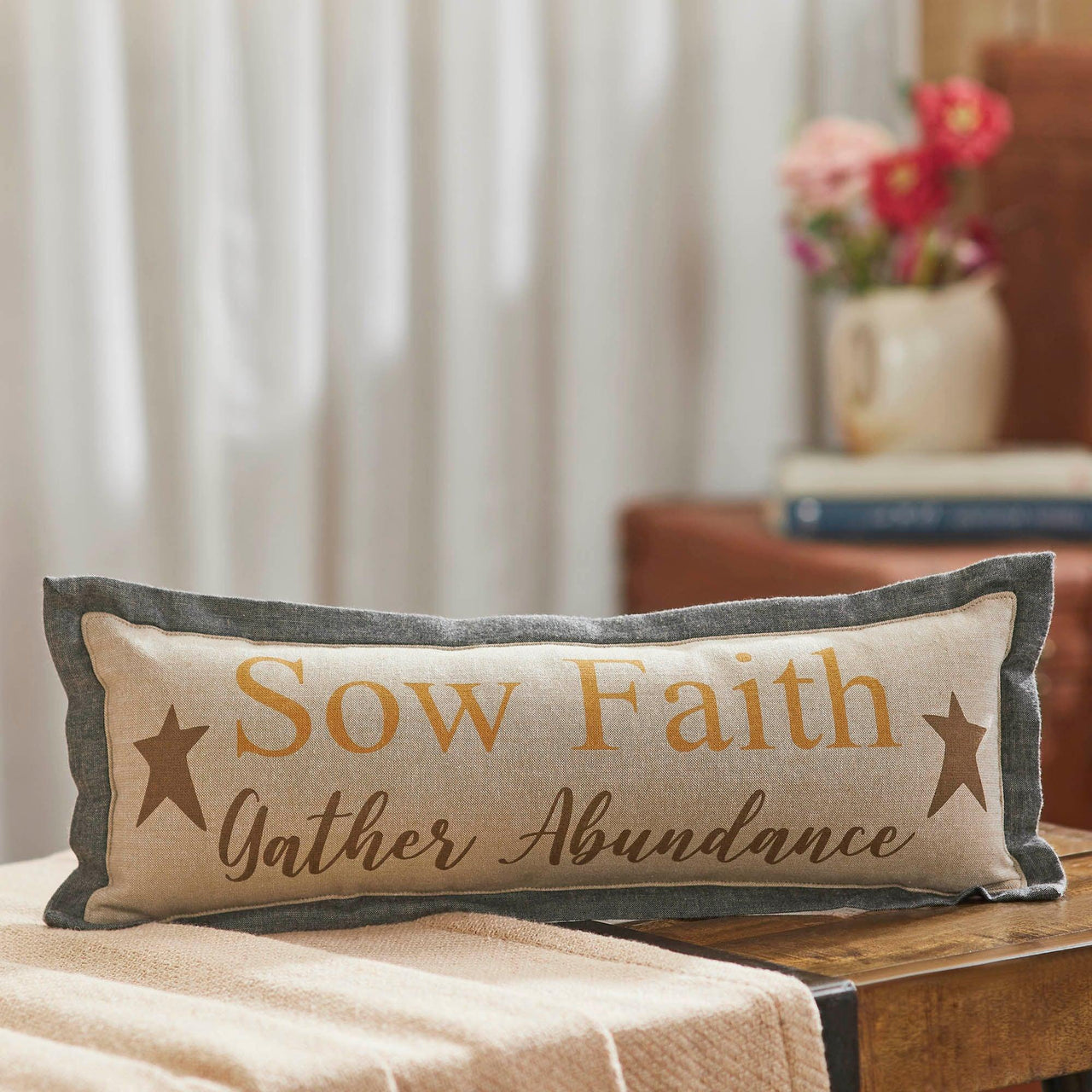 Harvest Blessings Sow Faith Gather Abundance Pillow 5x15 - The Fox Decor