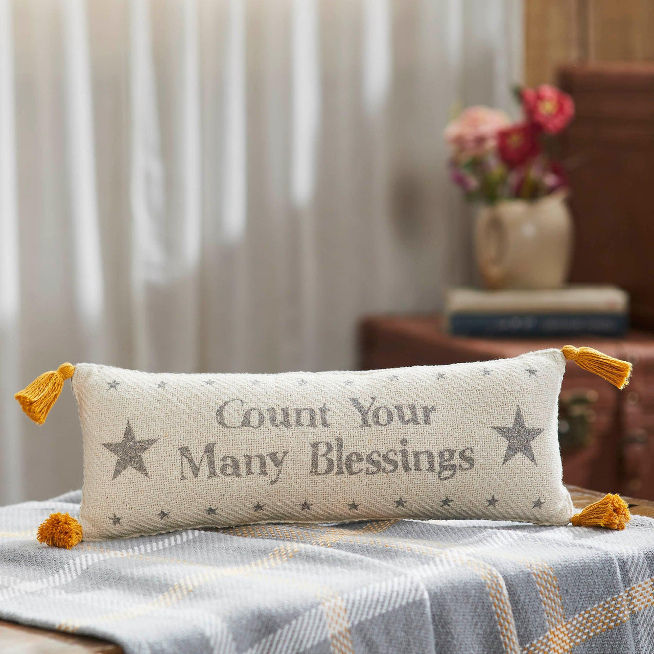 Harvest Blessings Count Your Many Blessings Woven Pillow 5x15 - The Fox Decor