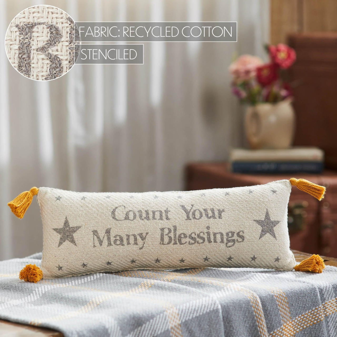 Harvest Blessings Count Your Many Blessings Woven Pillow 5x15 - The Fox Decor