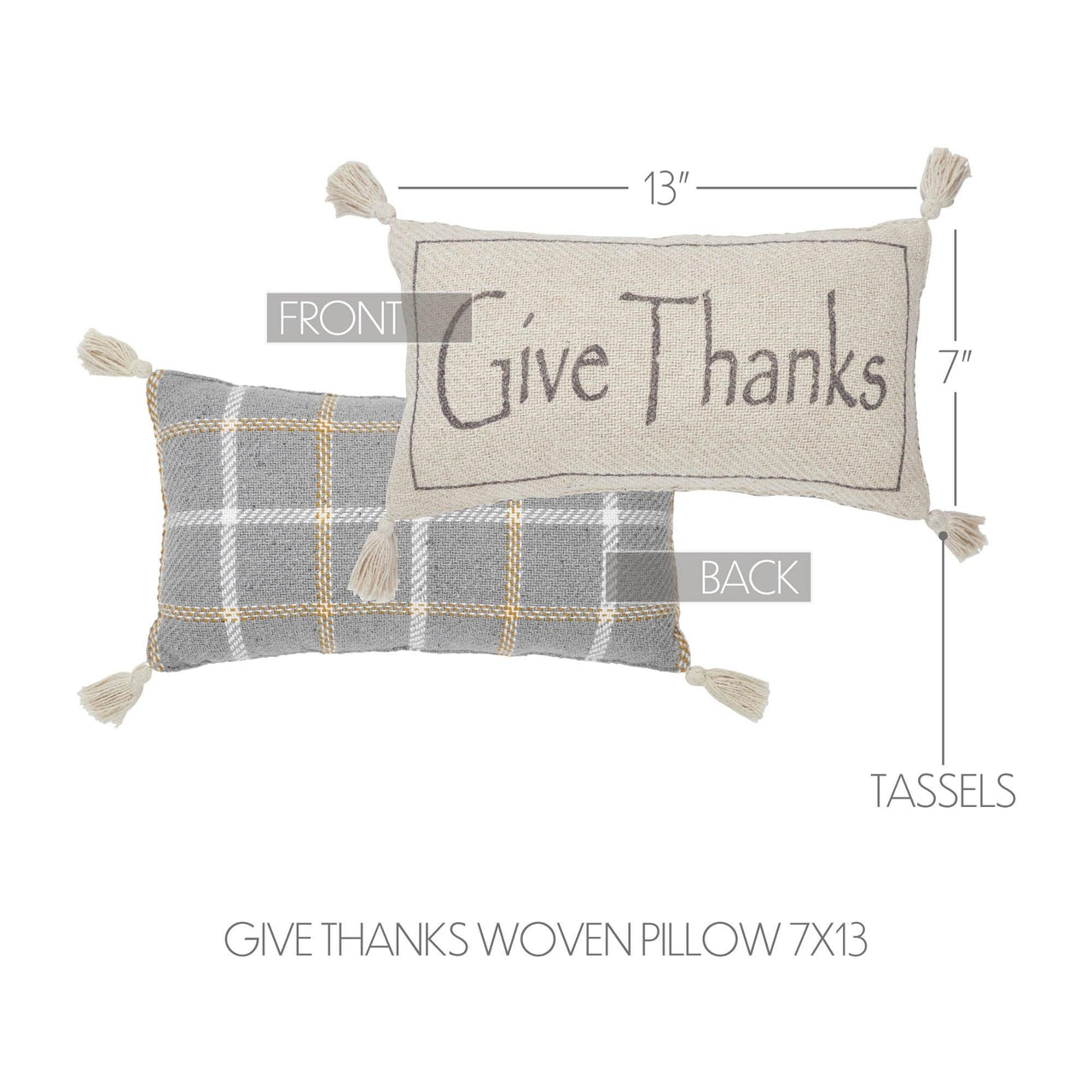 Harvest Blessings Give Thanks Woven Pillow 7x13 - The Fox Decor