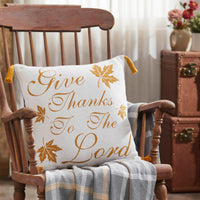 Thumbnail for Harvest Blessings Give Thanks to the Lord Woven Pillow 18x18 - The Fox Decor