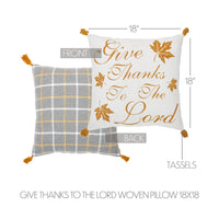 Thumbnail for Harvest Blessings Give Thanks to the Lord Woven Pillow 18x18 - The Fox Decor