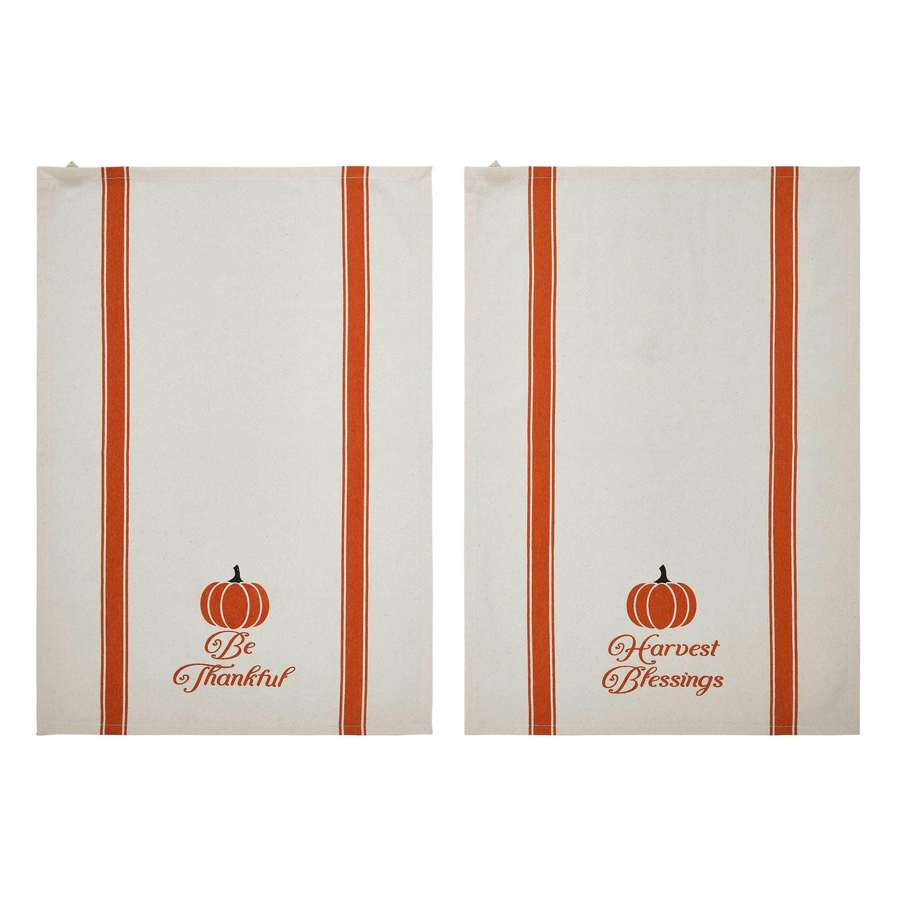 Harvest Blessings Pumpkin Tea Towel Set of 2 19x28 - The Fox Decor