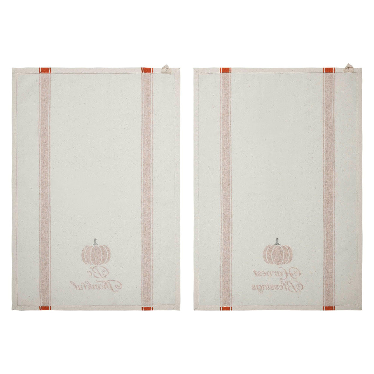 Harvest Blessings Pumpkin Tea Towel Set of 2 19x28 - The Fox Decor