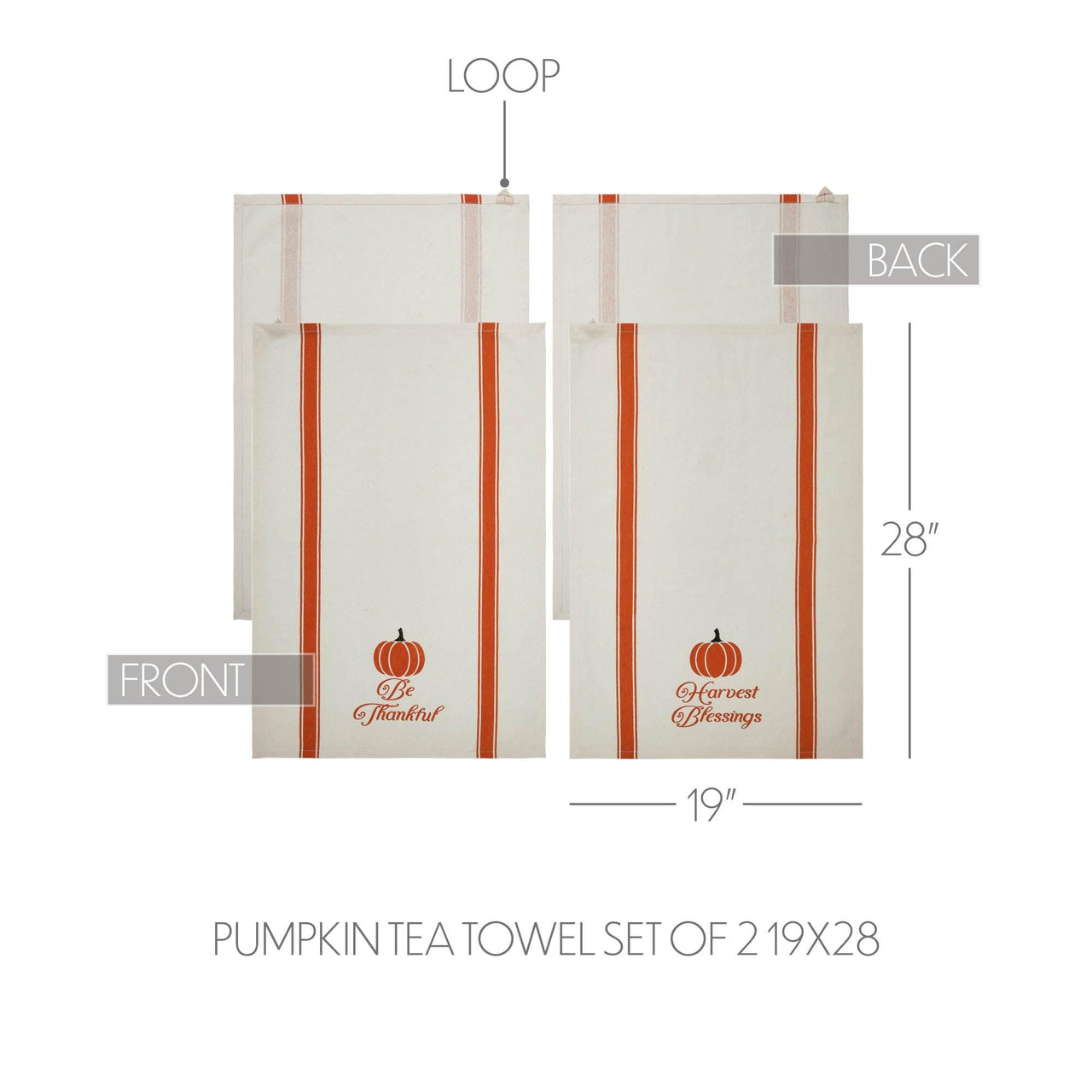 Harvest Blessings Pumpkin Tea Towel Set of 2 19x28 - The Fox Decor