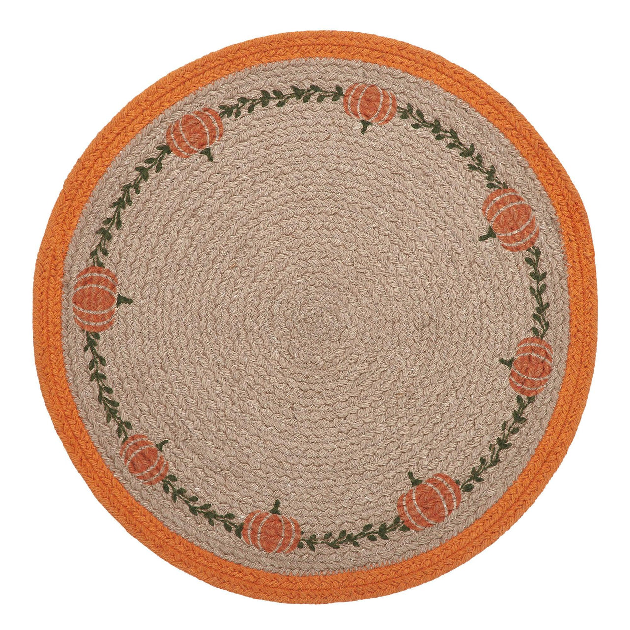 Harvest Blessings Natural Stencil Pumpkin Placemat 14 inch Diameter - The Fox Decor