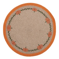 Thumbnail for Harvest Blessings Natural Stencil Pumpkin Placemat 14 inch Diameter - The Fox Decor