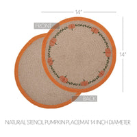 Thumbnail for Harvest Blessings Natural Stencil Pumpkin Placemat 14 inch Diameter - The Fox Decor