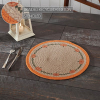 Thumbnail for Harvest Blessings Natural Stencil Pumpkin Placemat 14 inch Diameter - The Fox Decor