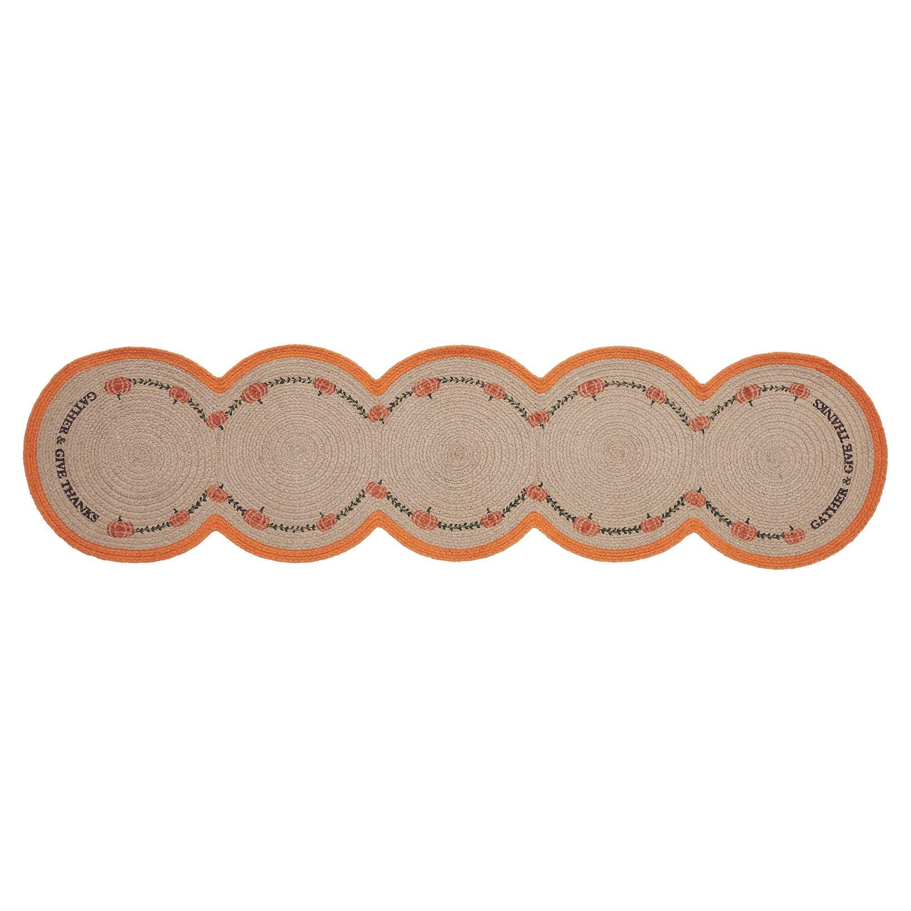 Harvest Blessings Natural Stencil Pumpkin Runner 12x48 - The Fox Decor