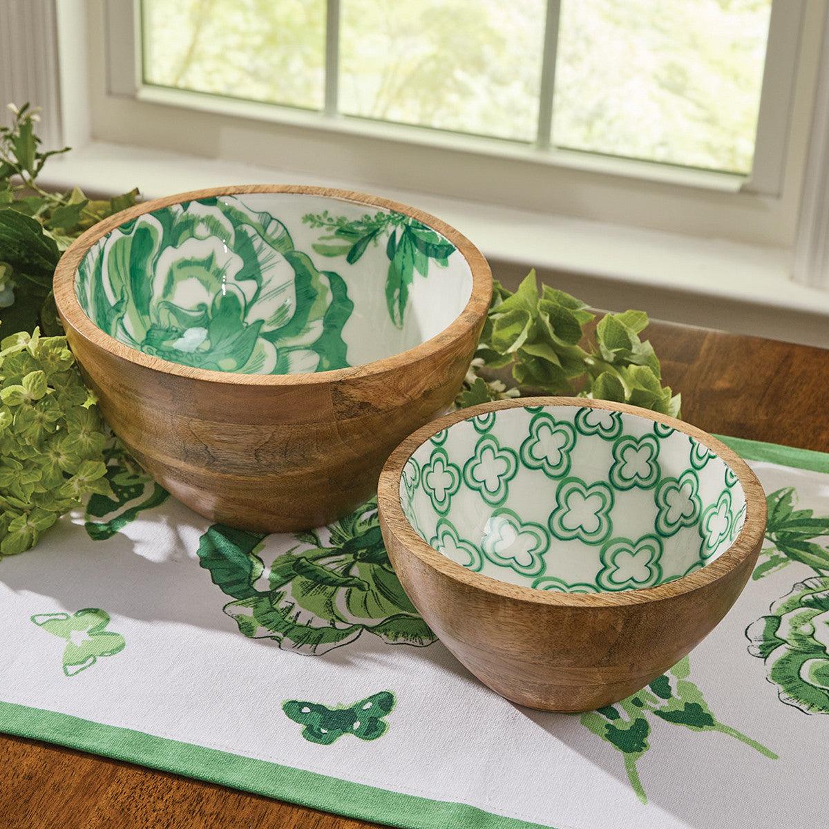 Patricia Heaton Home Florals And Flitters Serving Bowls - Set Of 2 Green Park Designs - The Fox Decor