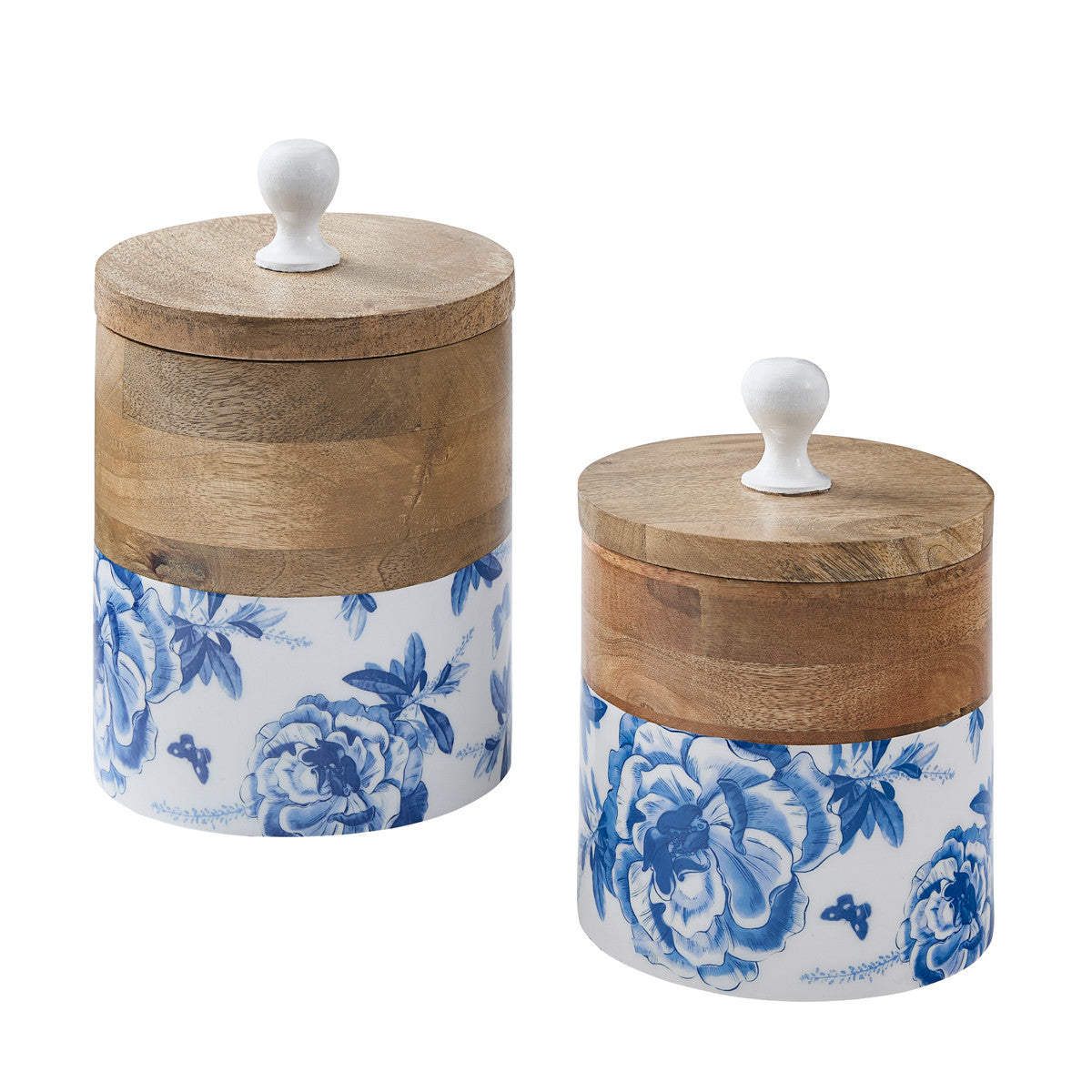 Floral And Flitter Canisters  - Blue Set of 2 Park Designs