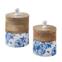 Thumbnail for Floral And Flitter Canisters  - Blue Set of 2 Park Designs