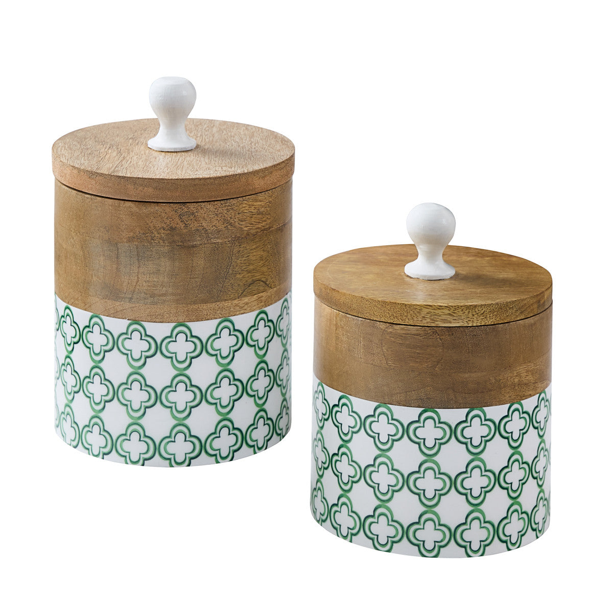 Geo Canisters Set  - Green Set of 2 Park Designs