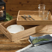 Thumbnail for Rattan Trays  - Set Of 2 Park Designs