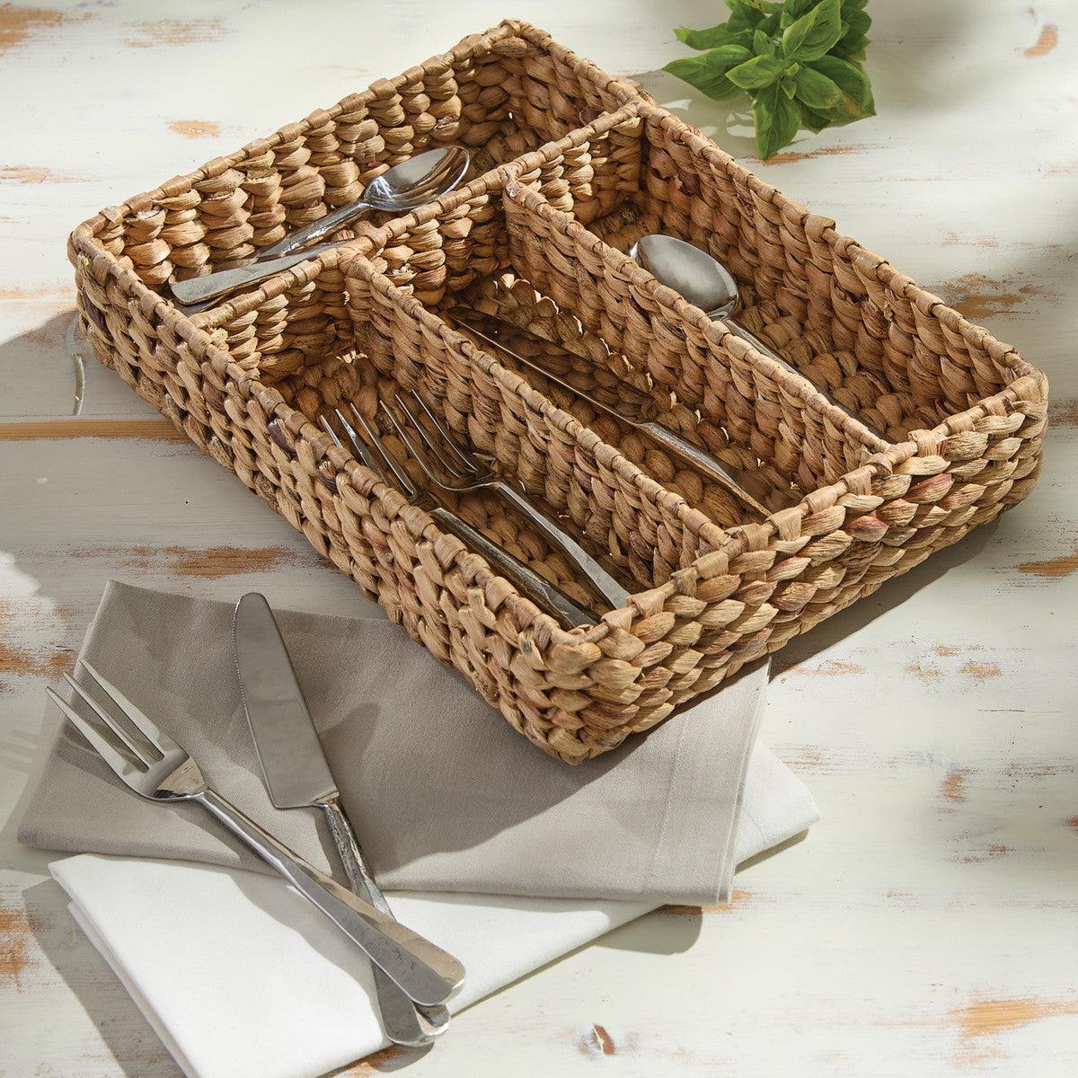 Water Hyacinth Cutlery Basket - Park Designs - The Fox Decor