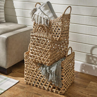 Thumbnail for Water Hyacinth Baskets - Set of 3 Park Designs - The Fox Decor