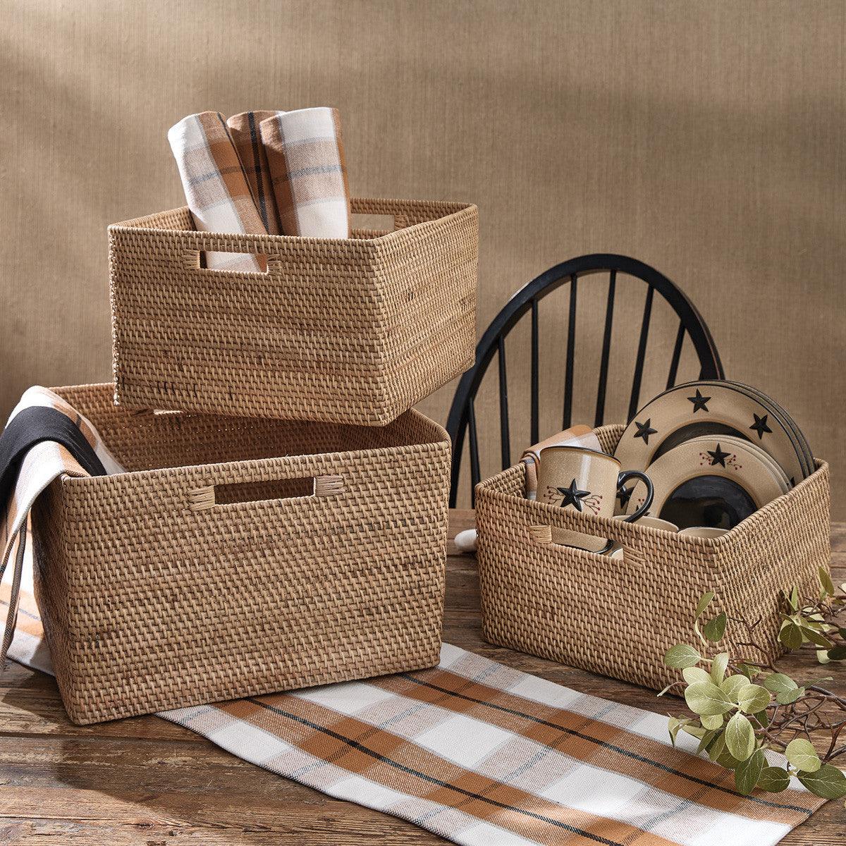 Rattan Baskets - Set of 3 Park Designs - The Fox Decor