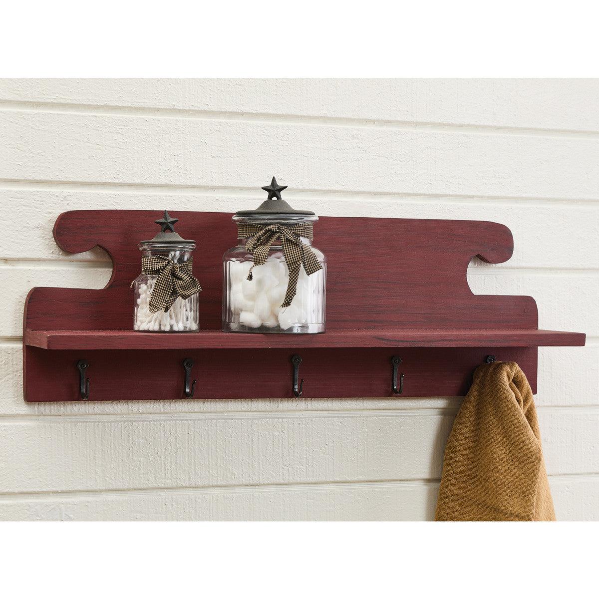 Cozy Farmhouse Shelf With Hooks - Park Designs - The Fox Decor