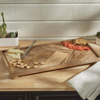 Herringbone Footed Serving Board Large - Park Designs - The Fox Decor
