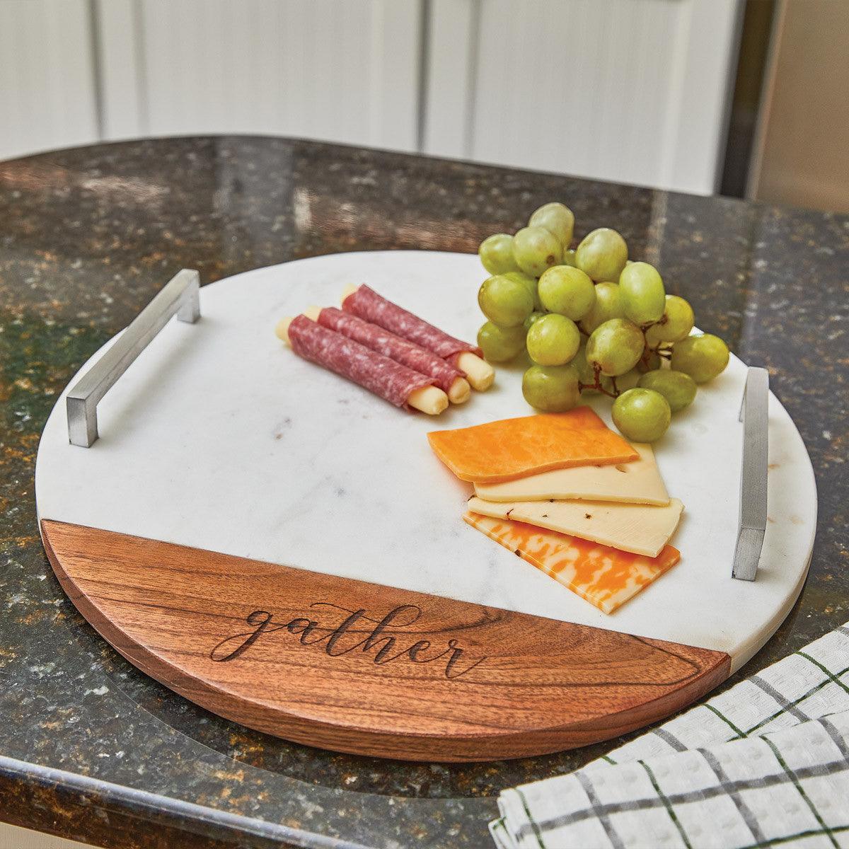 Farmhouse Wood and Marble Charcuterie Board - Park Designs - The Fox Decor