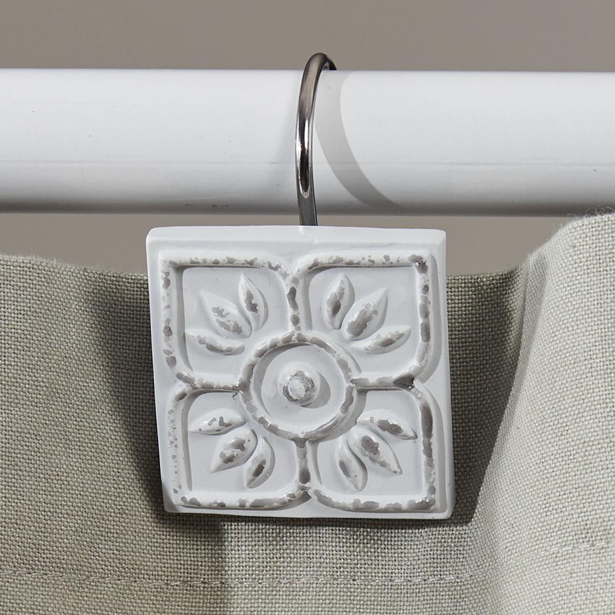 Distressed Tile Shower Curtain Hook Set of 12 - Park Designs - The Fox Decor