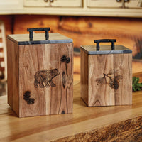 Thumbnail for Rustic Wood Canister - Large Park Designs - The Fox Decor