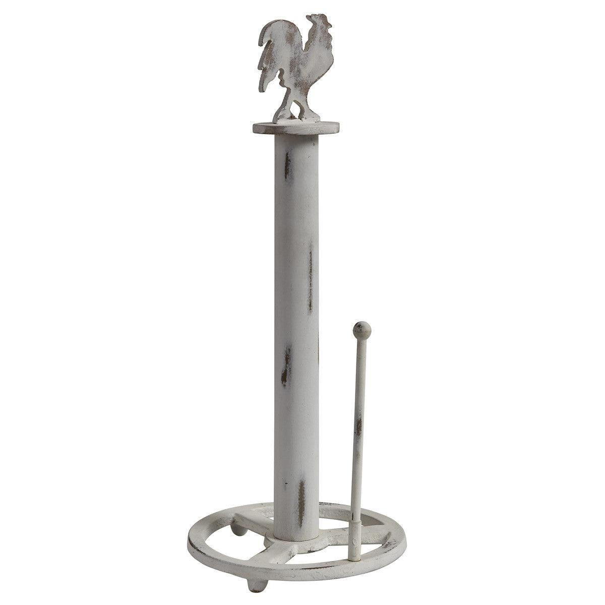 Rooster Wood Paper Towel Holder - Distressed Cream Park Designs