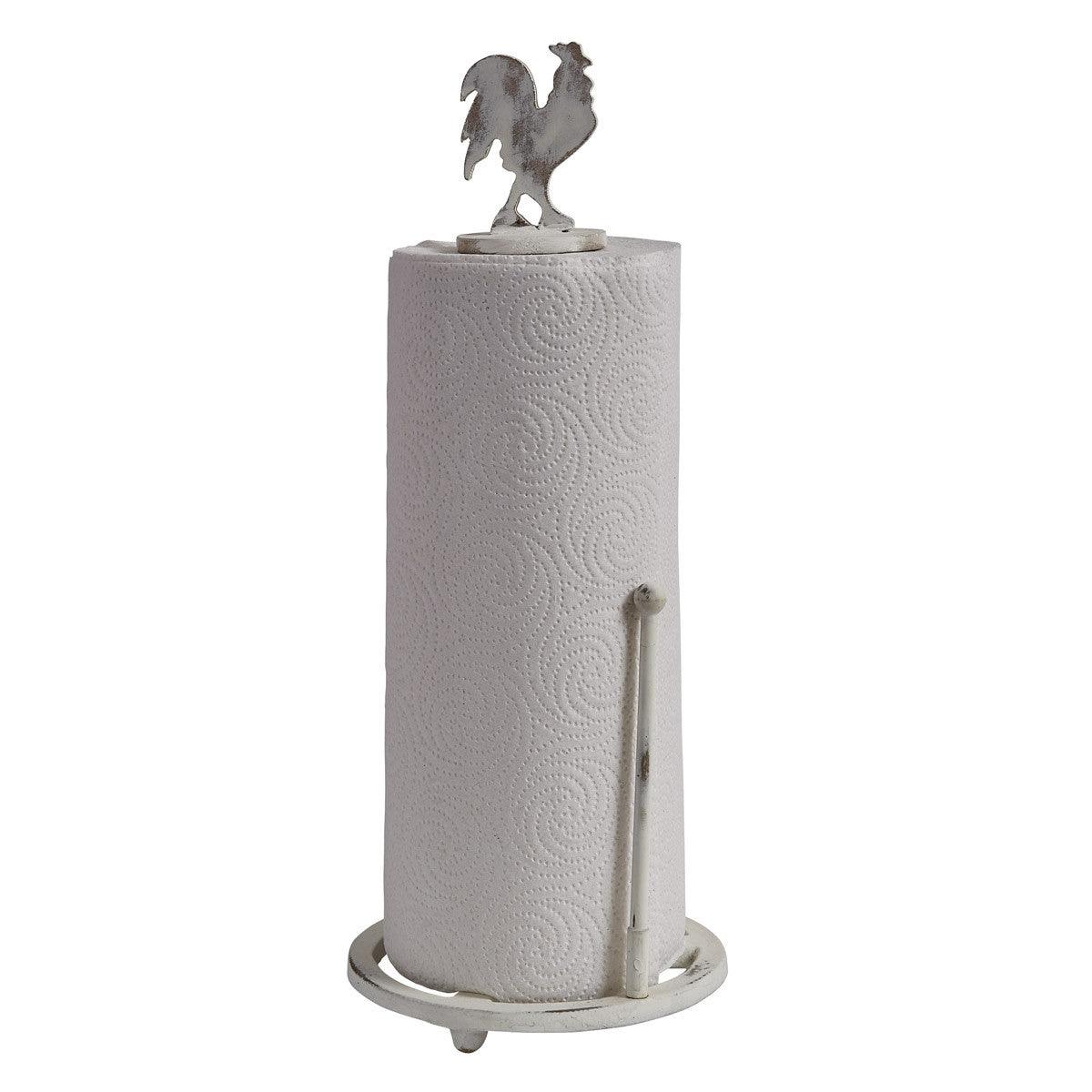 Rooster Wood Paper Towel Holder - Distressed Cream Park Designs